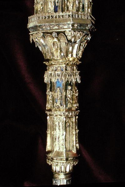 Hovedstaden til crozieren til William av Wykeham (ca. 1320-1404) (forgylt sølv) (detalj) (se 205100-32) av English School